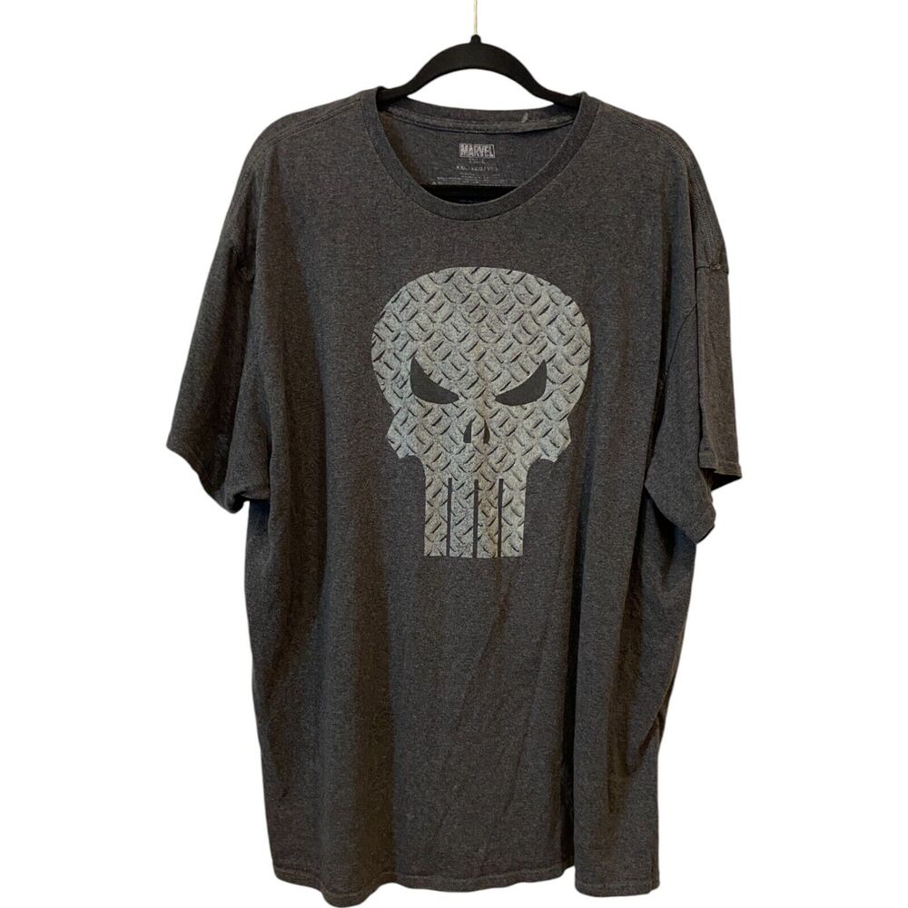 Marvel The Punisher Mens Shirt XXL Dark Gray Round Neck Regular Fit Graphic Tee